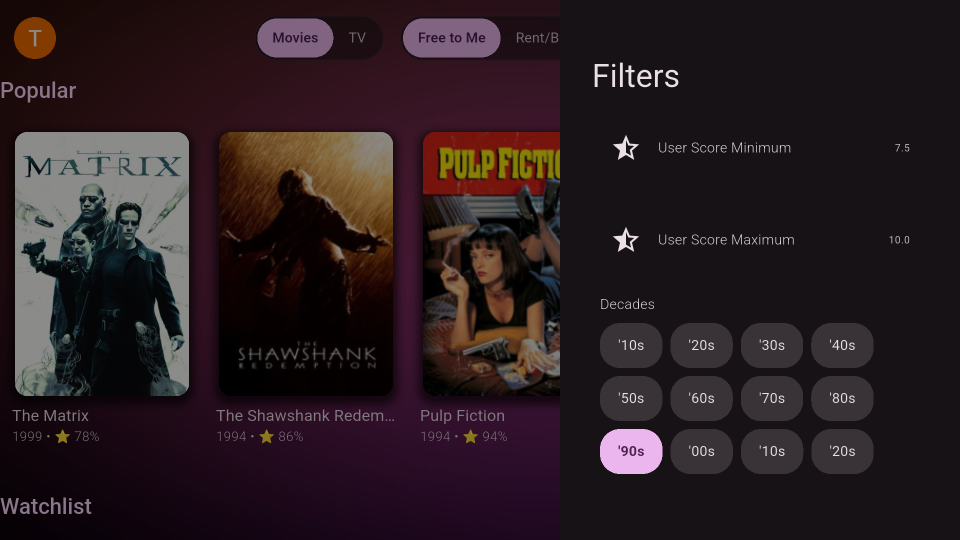 Bitflinger TV Home Screen - Purple